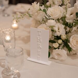Matte Modern White Table Numbers Wedding Table 1-4